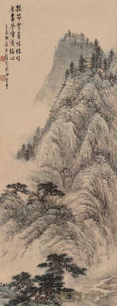 黄君璧 1952年作 登峰造极 镜心 71×26.8cm
